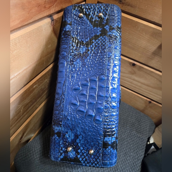 Brahmin Finley Blue Viper Genuine Leather Satchel - Picture 3 of 6